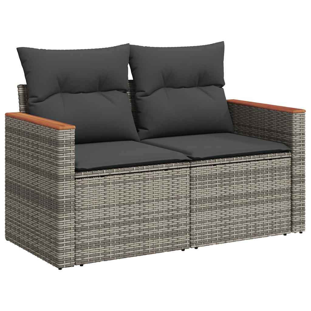 vidaXL Divano Giardino 10 pz con Cuscini Grigio in Polyrattan Acacia