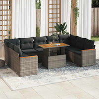 Divano Giardino 10 pz con Cuscini Grigio in Polyrattan Acacia 3327532