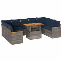 vidaXL Set Divano da Giardino 10 pz con Cuscini Grigio in Polyrattan