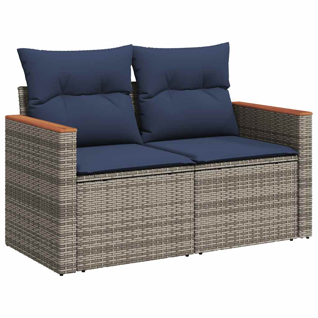 vidaXL Set Divano da Giardino 10 pz con Cuscini Grigio in Polyrattan