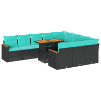 Set Divani da Giardino 11 pz con Cuscini in Polyrattan Nero 3327536