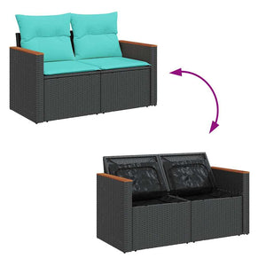 Set Divani da Giardino 11 pz con Cuscini in Polyrattan Nero 3327536