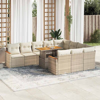Set Divani da Giardino 11pz con Cuscini Beige Acacia Polyrattan 3327537