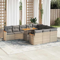 vidaXL Set Divani da Giardino 11pz con Cuscini Beige Acacia Polyrattan