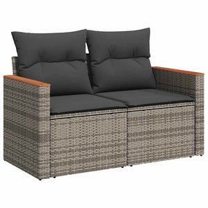 Set Divani Giardino 11 pz con Cuscini Polyrattan Acacia Grigio 3327539