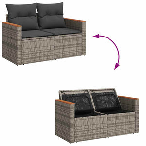 vidaXL Set Divani Giardino 11 pz con Cuscini Polyrattan Acacia Grigio