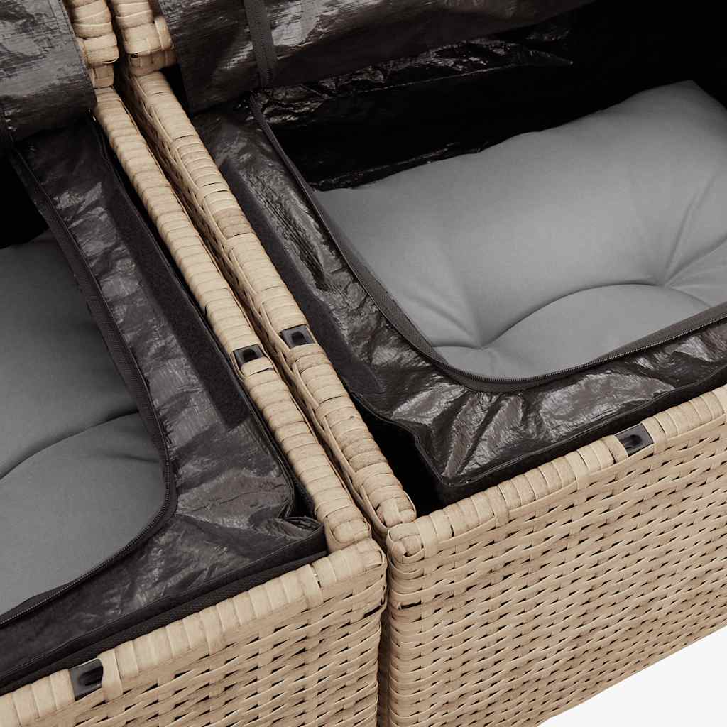 vidaXL Set Divano da Giardino 5 pz con Cuscini Beige Polyrattan Acacia