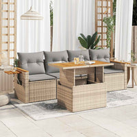 vidaXL Set Divano da Giardino 5 pz con Cuscini Beige Polyrattan Acacia