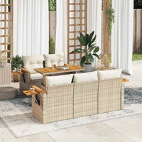 vidaXL Set Divano da Giardino 6 pz con Cuscini Beige Polyrattan Acacia