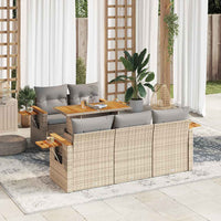 vidaXL Set Divano da Giardino 6 pz con Cuscini Beige Polyrattan Acacia
