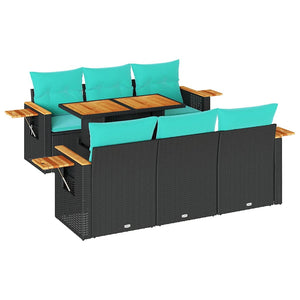 Set Divani da Giardino con Cuscini 7pz Nero Polyrattan 3327557