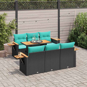 Set Divani da Giardino con Cuscini 7pz Nero Polyrattan 3327557