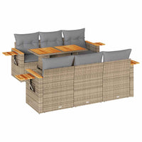 vidaXL Set Divani da Giardino 7 pz con Cuscini Beige Polyrattan Acacia