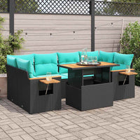 Set Divani da Giardino con Cuscini 7pz Nero Polyrattan 3327564