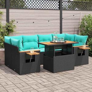 Set Divani da Giardino con Cuscini 7pz Nero Polyrattan 3327564