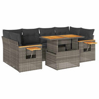 vidaXL Set Divani da Giardino 7pz con Cuscini Grigio Polyrattan Acacia