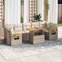 vidaXL Set Divano da Giardino 8 pz con Cuscini Beige Polyrattan Acacia