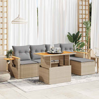 vidaXL Set Divano da Giardino 6 pz con Cuscini Beige Polyrattan Acacia