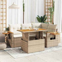 vidaXL Set Divano da Giardino 5 pz con Cuscini Beige Polyrattan Acacia