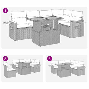 vidaXL Set Divano da Giardino 6 pz con Cuscini Beige Polyrattan Acacia