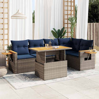 vidaXL Set Divano da Giardino 6pz con Cuscini Grigio Polyrattan Acacia
