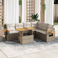 Set Divani da Giardino 7 pz con Cuscini Beige Polyrattan Acacia 3327607
