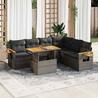 vidaXL Set Divani da Giardino 7pz con Cuscini Grigio Polyrattan Acacia