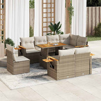Set Divano da Giardino 9 pz con Cuscini Beige Polyrattan Acacia 3327614