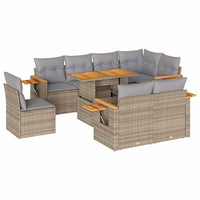 Set Divano da Giardino 9 pz con Cuscini Beige Polyrattan Acacia 3327615