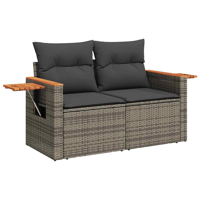 vidaXL Set Divano da Giardino 9pz con Cuscini Grigio Polyrattan Acacia