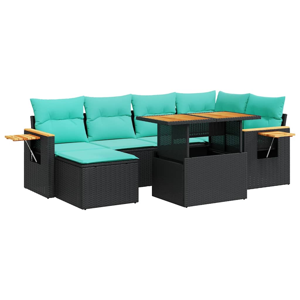 Set Divani Giardino 7 pz con Cuscini Marrone Polyrattan Acacia 3327620