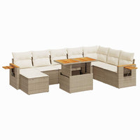 Set Divano da Giardino 9 pz con Cuscini Beige Polyrattan Acacia 3327635