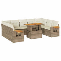 vidaXL Divano da Giardino 10 pz con Cuscini Beige in Polyrattan Acacia