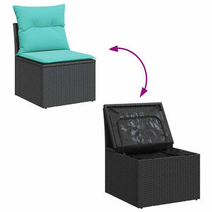 Set Divani da Giardino 11 pz con Cuscini Polyrattan Acacia Nero 3327648