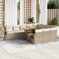 Set Divani da Giardino 11pz con Cuscini Beige Acacia Polyrattan 3327649