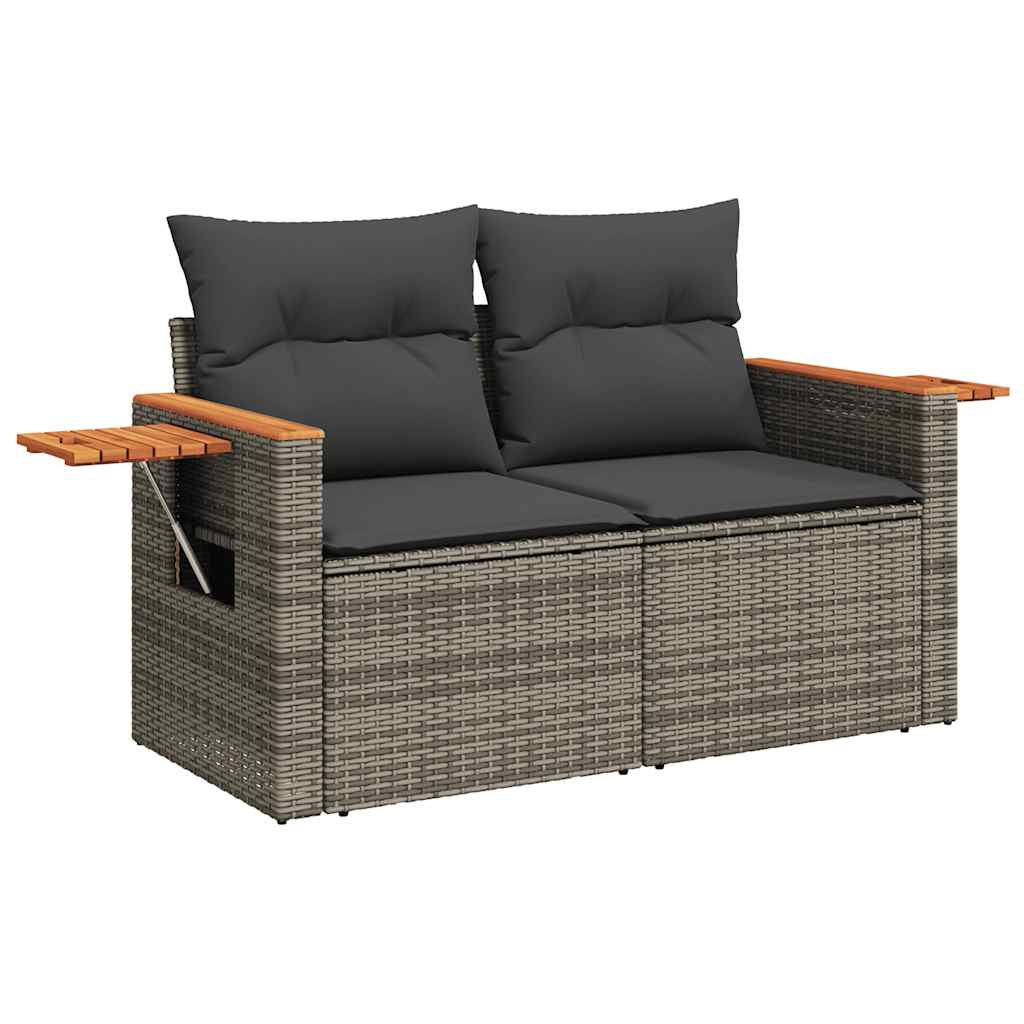 Set Divani Giardino 11 pz con Cuscini Polyrattan Acacia Grigio 3327651