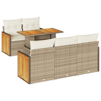 vidaXL Set Divano da Giardino 6 pz con Cuscini Beige Polyrattan Acacia