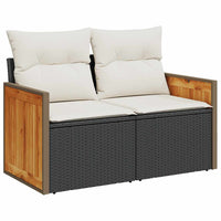 Set Divani da Giardino con Cuscini 7pz Nero Polyrattan Acacia 3327675