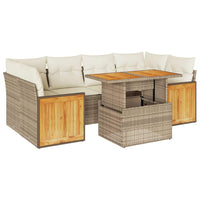 vidaXL Set Divani da Giardino 7 pz con Cuscini Beige Polyrattan Acacia