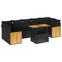 vidaXL Set Divani da Giardino con Cuscini 8 pz Nero Polyrattan Acacia