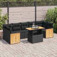 vidaXL Set Divani da Giardino con Cuscini 8 pz Nero Polyrattan Acacia