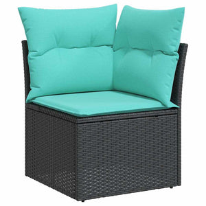Set Divani da Giardino 9 pz con Cuscini Nero Polyrattan Acacia 3327690