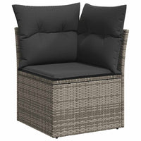 Set Divano da Giardino 9pz con Cuscini Grigio Polyrattan Acacia