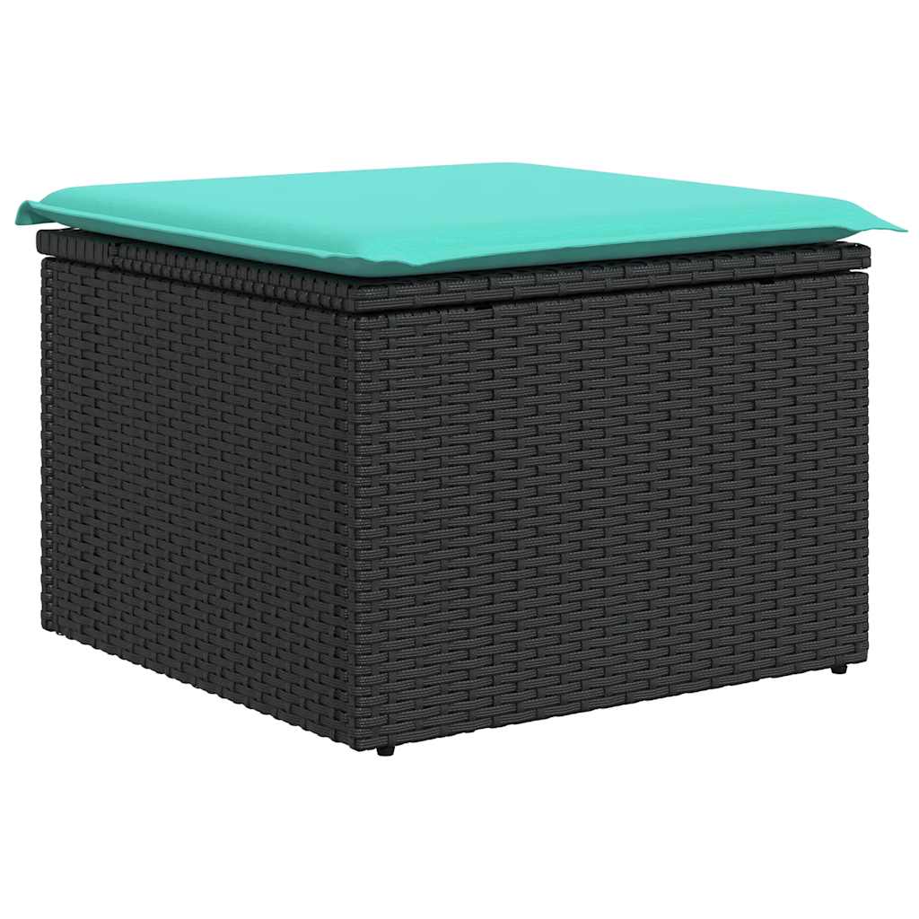 Set Divano da Giardino 6 pz con Cuscini Nero Polyrattan Acacia 3327697