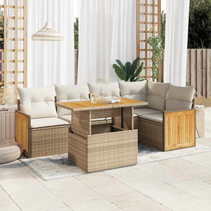 vidaXL Set Divano da Giardino 6 pz con Cuscini Beige Polyrattan Acacia