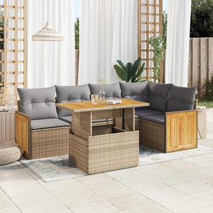 vidaXL Set Divano da Giardino 6 pz con Cuscini Beige Polyrattan Acacia