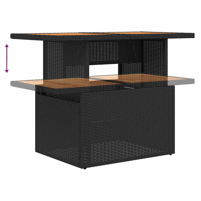 Set Divani da Giardino con Cuscini 7pz Nero Polyrattan Acacia 3327718