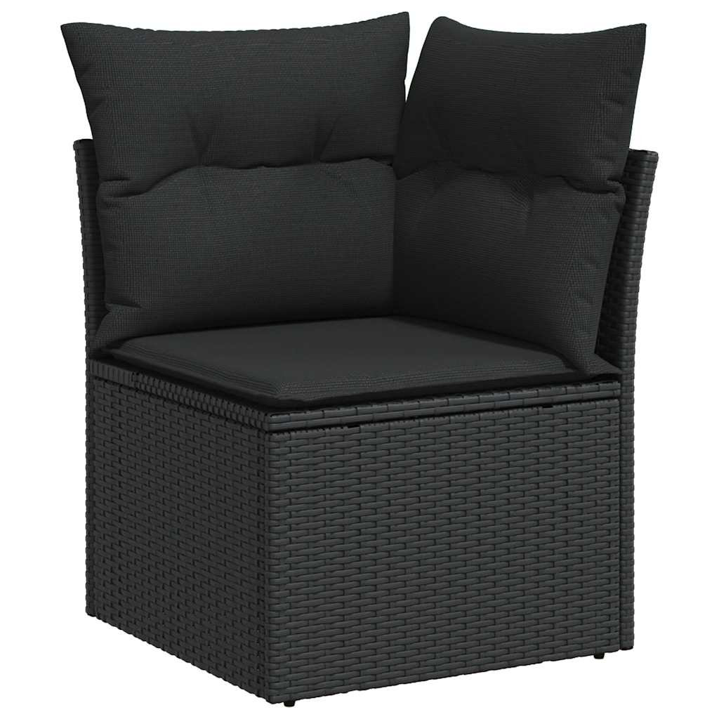 Set Divani da Giardino 9 pz con Cuscini Nero Polyrattan Acacia 3327744