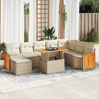 Set Divano da Giardino 9 pz con Cuscini Beige Polyrattan Acacia 3327747