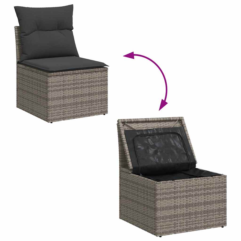 Set Divano da Giardino 9pz con Cuscini Grigio Polyrattan Acacia 3327749